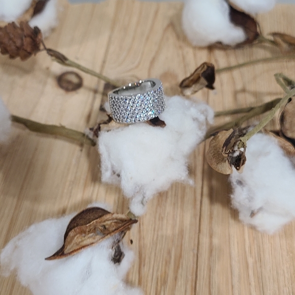 🤍🩶NEW🤍🩶GORGEOUS!! Tiny CZ'S Silver Plated Band Ring - Picture 5 of 14